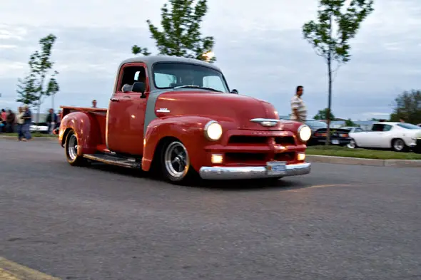 Though clearly unfinished you can't knock the stance or wheel and tire setup on this 52ish Chevy.