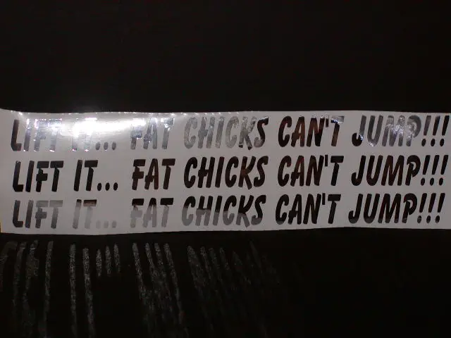 Lift it..... Fat chicks can't jump.