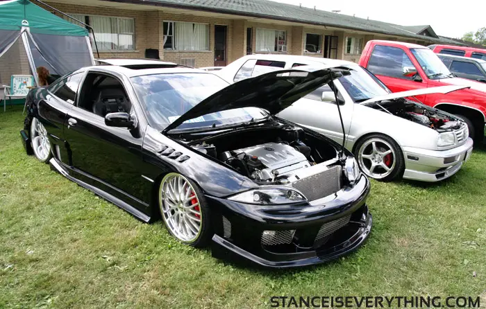 The exterior of this car is pretty heavily modified to match the motor swap