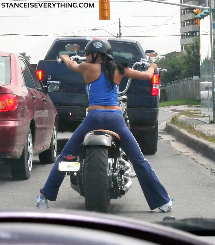 Saw this chick on the way to the show, I have never seen a girl ride a bike this big so well