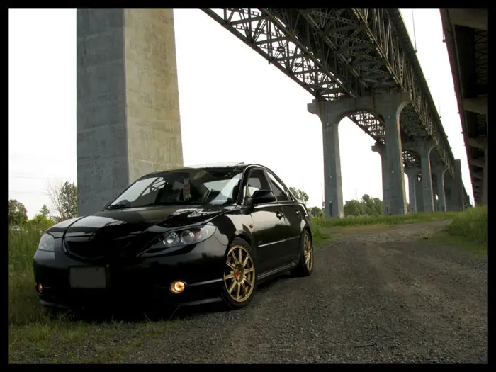 Mazda 3 owners are starting to play the one brands trash came as well, STI BBS wheels