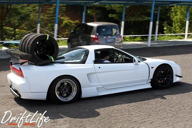 His NSX is also his tire trailer, wild!