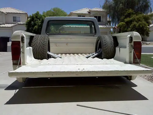 Not sure how tub construction would work given the wheels are over the bed sides. The suspension setup did save most of the bed thoug